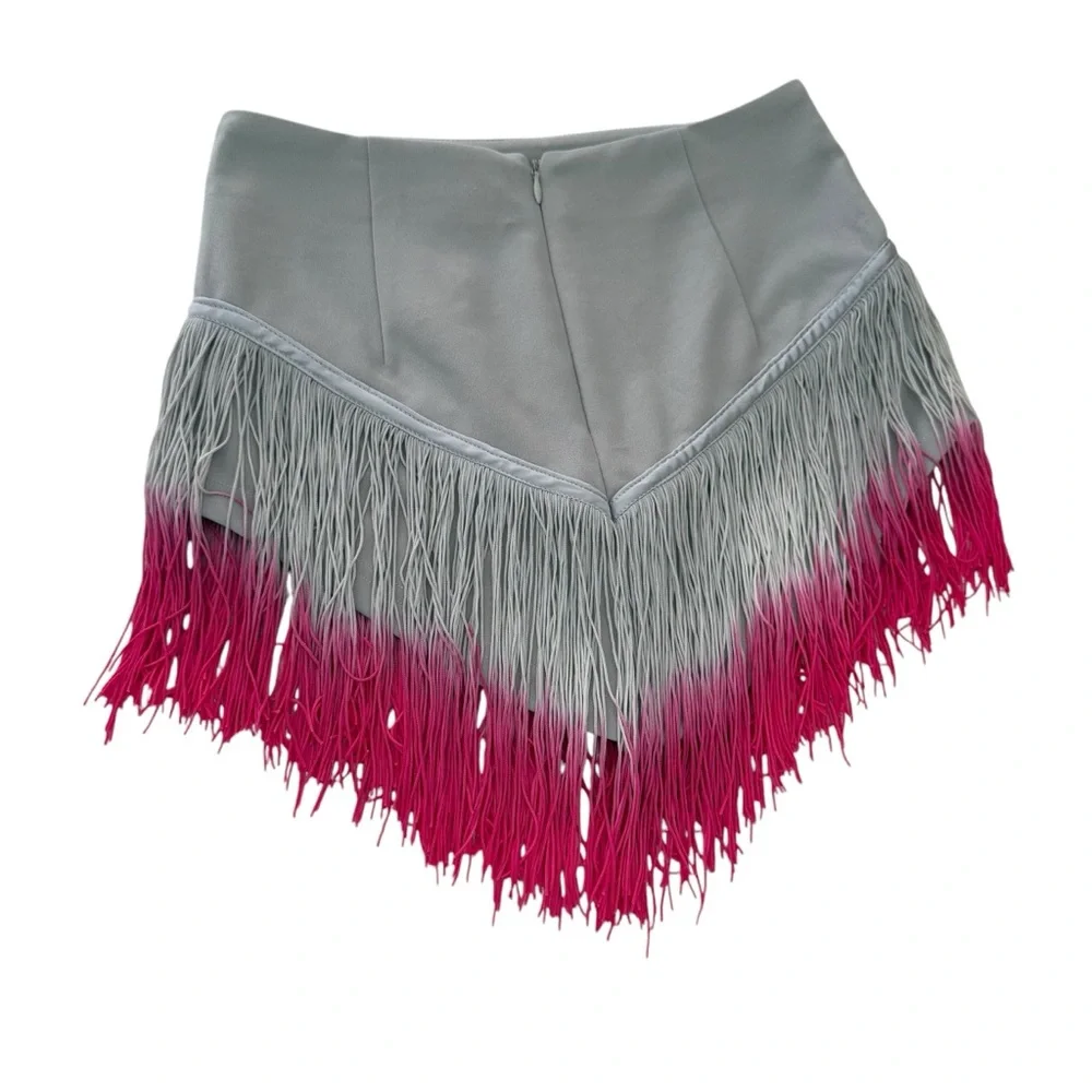 LisaMaree NWT Grey Pink Ombré Fringe Mini SkirtSize XS - Picture 3 of 8